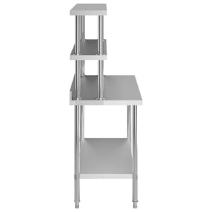 vidaXL Kitchen Work Table with Upstand 120x60x93 cm Stainless Steel