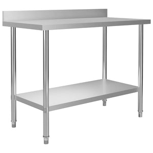 vidaXL Kitchen Work Table with Upstand 120x60x93 cm Stainless Steel