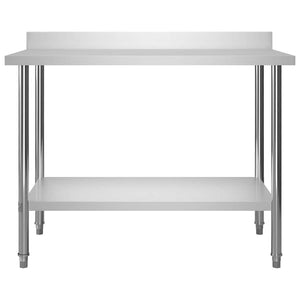 vidaXL Kitchen Work Table with Upstand 120x60x93 cm Stainless Steel