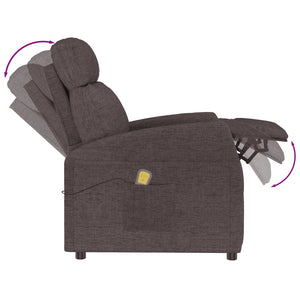 vidaXL Massage Recliner Dark Brown Fabric