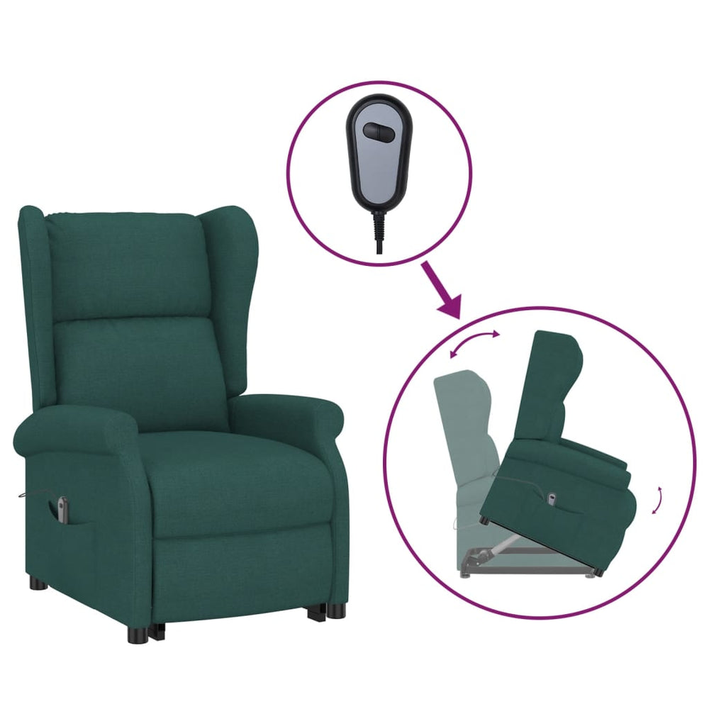 vidaXL Recliner Dark Green Fabric