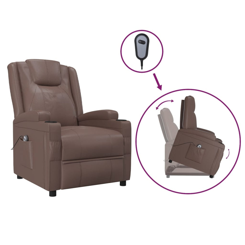 vidaXL Recliner Brown Faux Leather