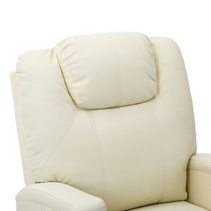 vidaXL Massage Recliner with Lift Function Cream White Faux Leather