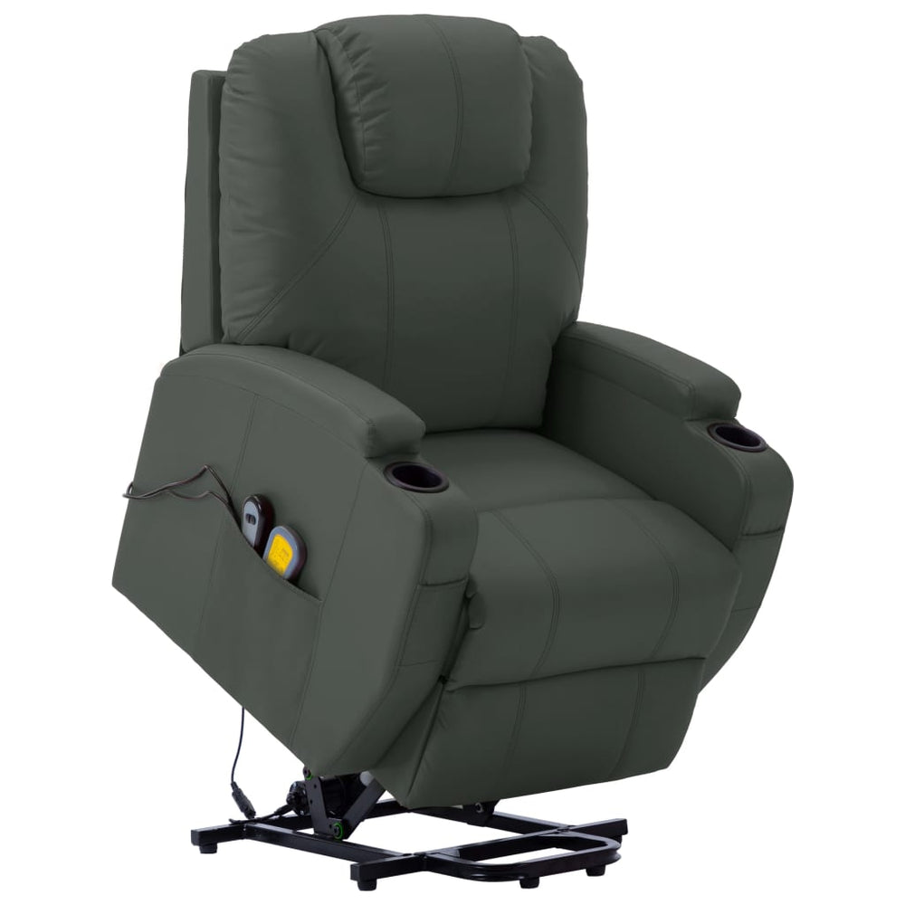 vidaXL Massage Recliner with Lift Function Anthracite Faux Leather
