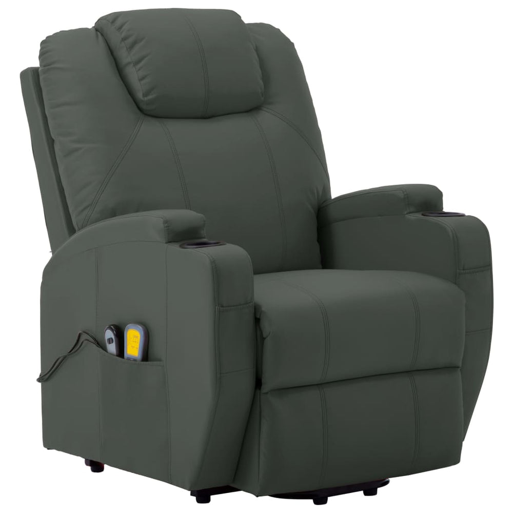 vidaXL Massage Recliner with Lift Function Anthracite Faux Leather