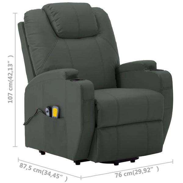 vidaXL Massage Recliner with Lift Function Anthracite Faux Leather
