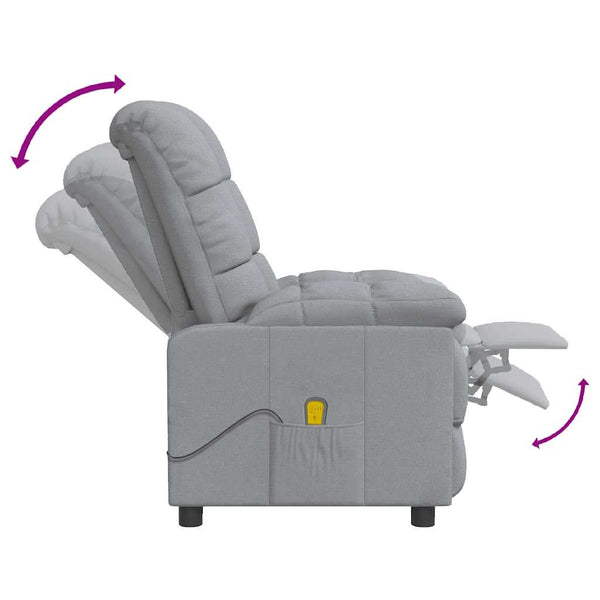 vidaXL Massage Recliner Light Grey Fabric