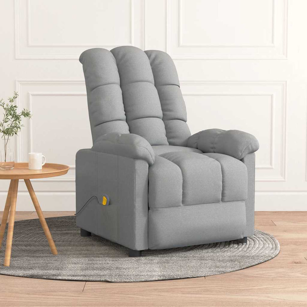 vidaXL Massage Recliner Light Grey Fabric
