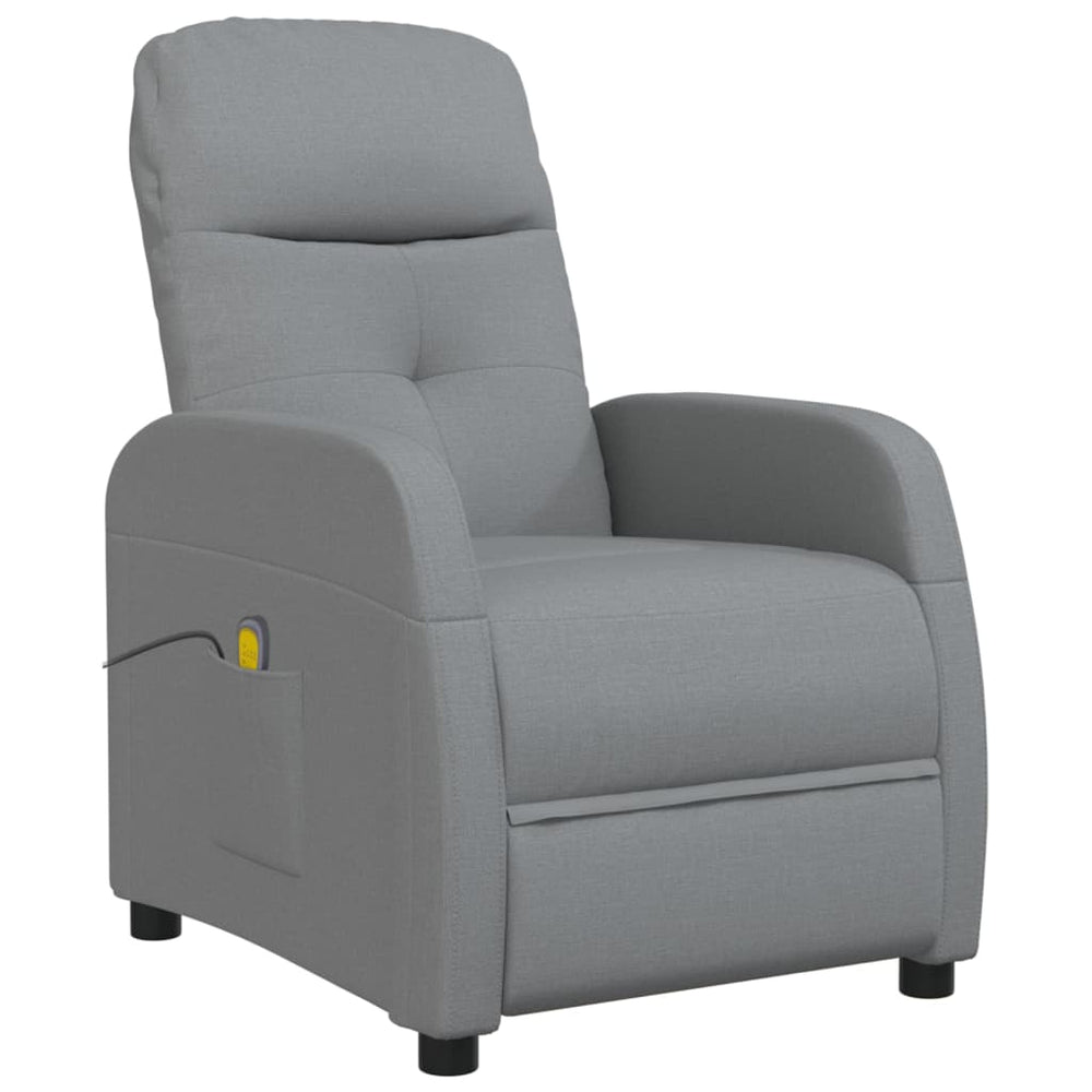 vidaXL Massage Recliner Light Grey Fabric