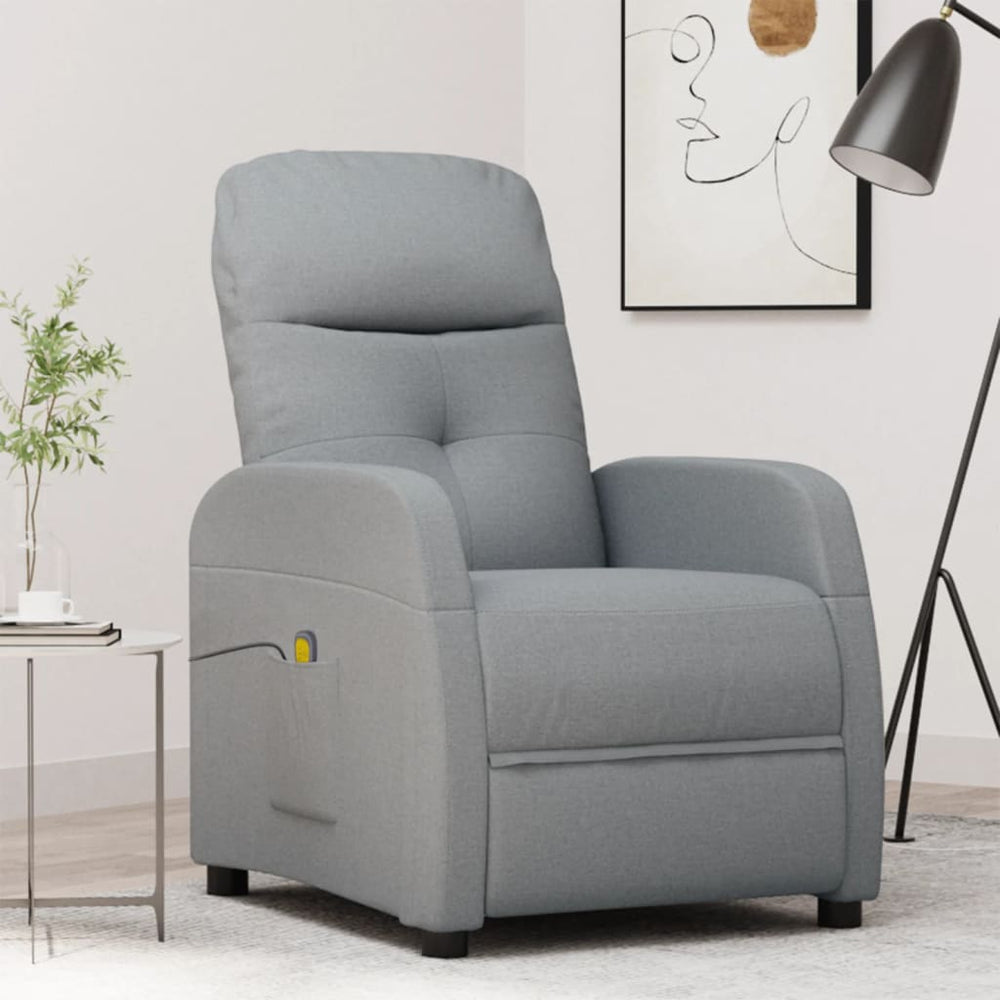 vidaXL Massage Recliner Light Grey Fabric