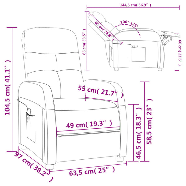 vidaXL Massage Recliner Dark Gray Fabric