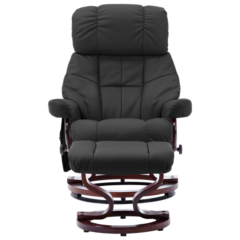 vidaXL Massage Recliner Adjustable Grey Faux Leather and Bentwood
