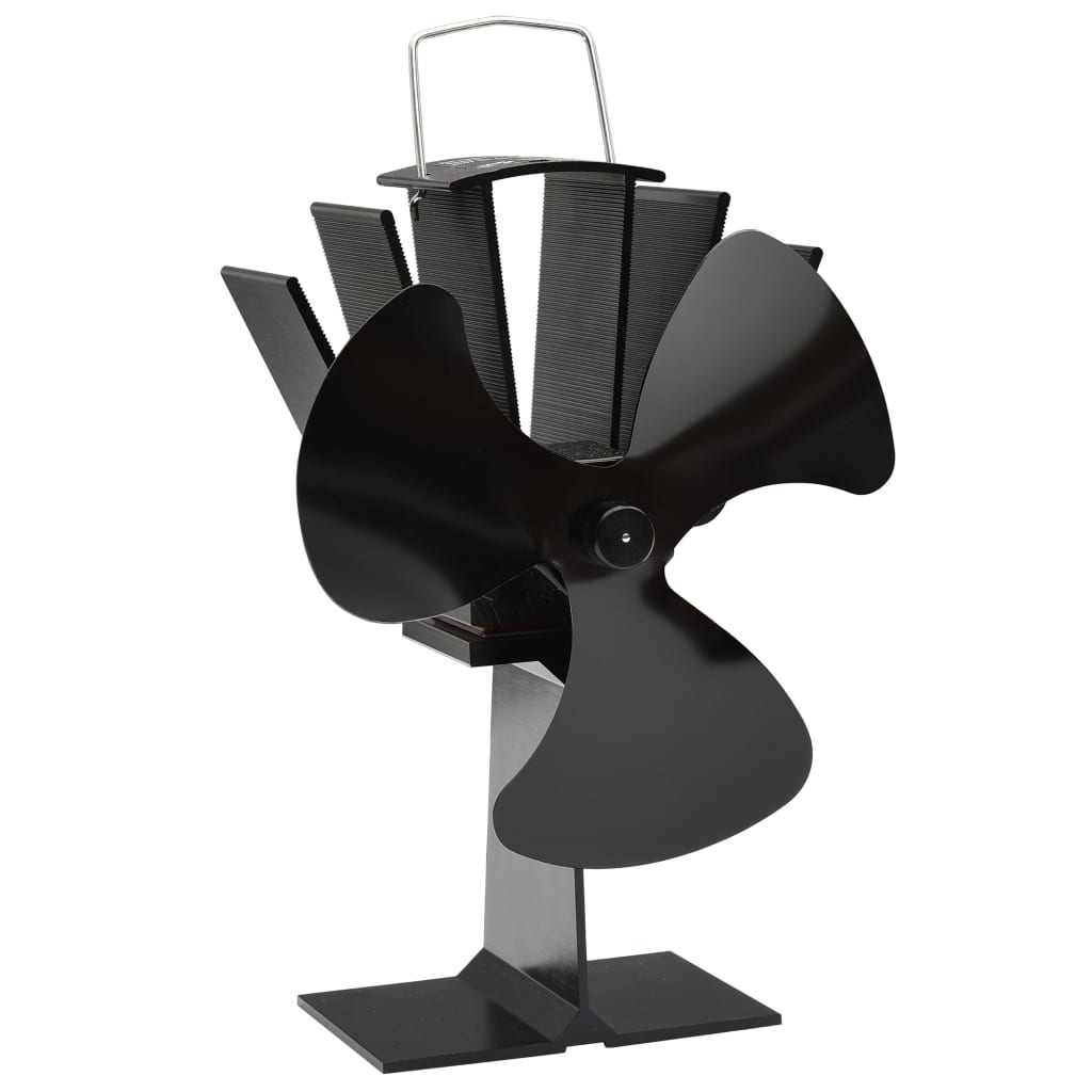 vidaXL Heat-Powered Stove Fan 3 Blades Black