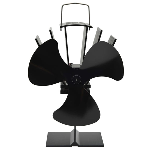 vidaXL Heat-Powered Stove Fan 3 Blades Black