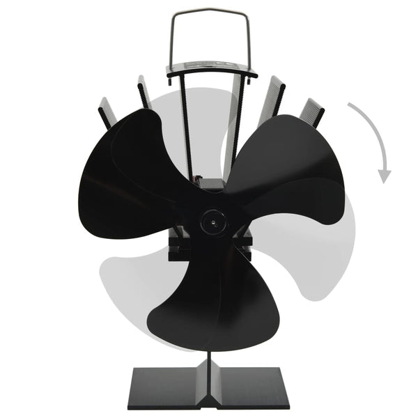 vidaXL Heat-Powered Stove Fan 3 Blades Black