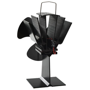vidaXL Heat-Powered Stove Fan 3 Blades Black
