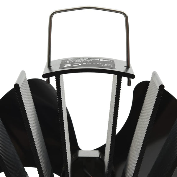 vidaXL Heat-Powered Stove Fan 3 Blades Black