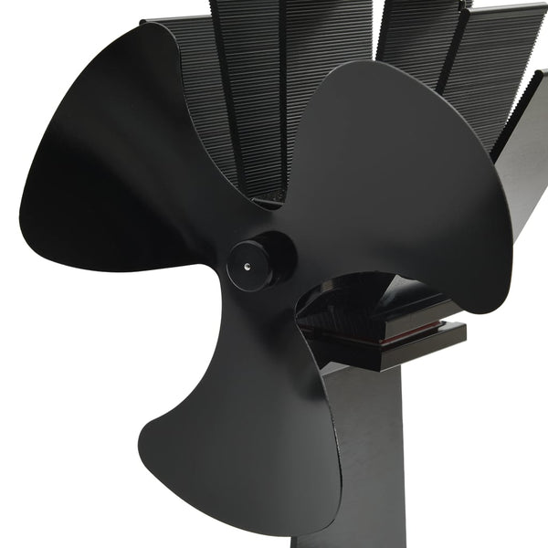vidaXL Heat-Powered Stove Fan 3 Blades Black
