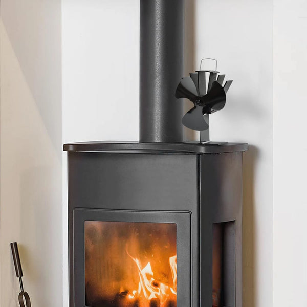 vidaXL Heat-Powered Stove Fan 3 Blades Black