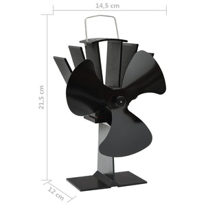 vidaXL Heat-Powered Stove Fan 3 Blades Black