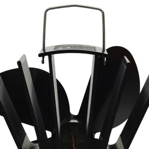 vidaXL Heat-Powered Stove Fan 4 Blades Black