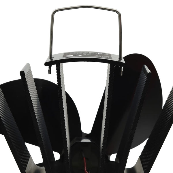 vidaXL Heat-Powered Stove Fan 4 Blades Black
