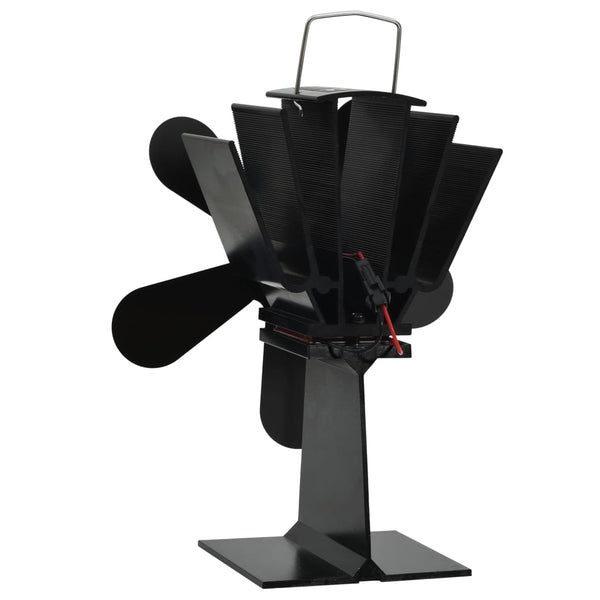 vidaXL Heat Powered Stove Fan 5 Blades Black
