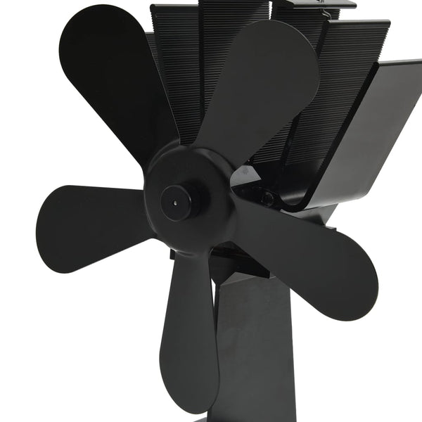 vidaXL Heat Powered Stove Fan 5 Blades Black