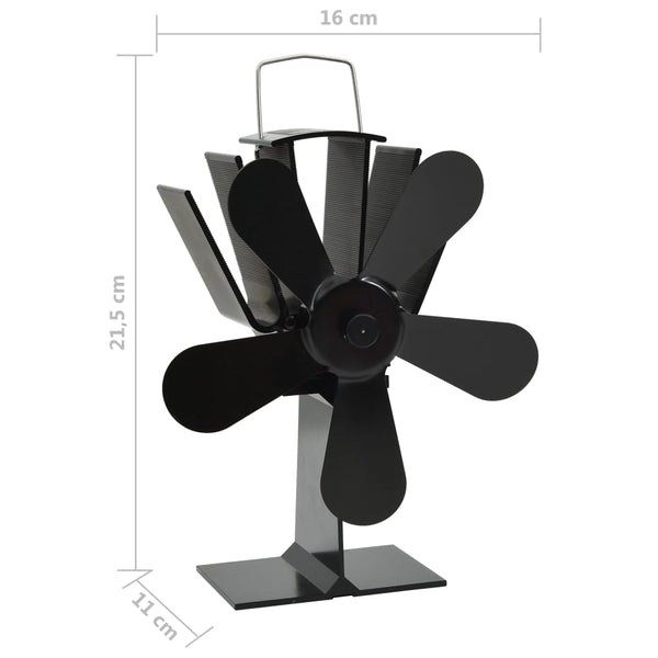 vidaXL Heat Powered Stove Fan 5 Blades Black