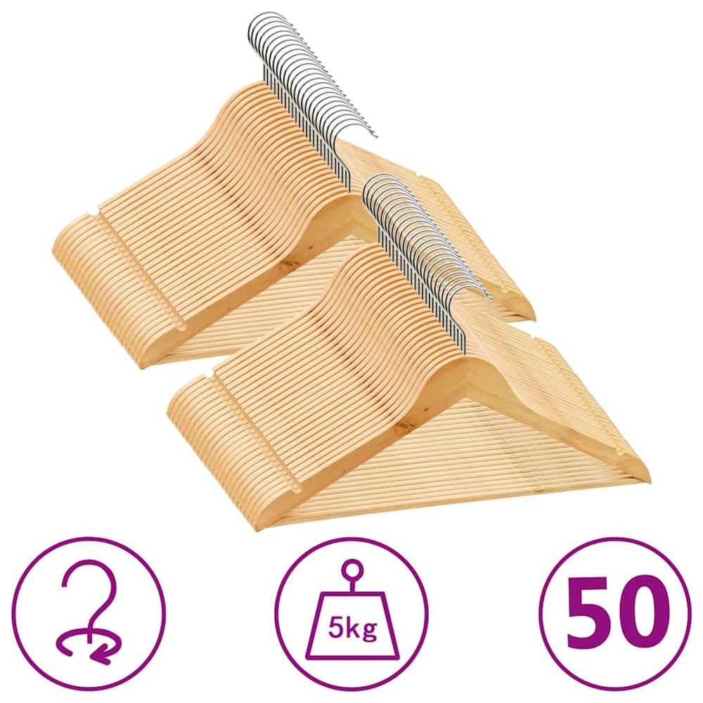 vidaXL 50-Piece Non-Slip Hardwood Hanger Set