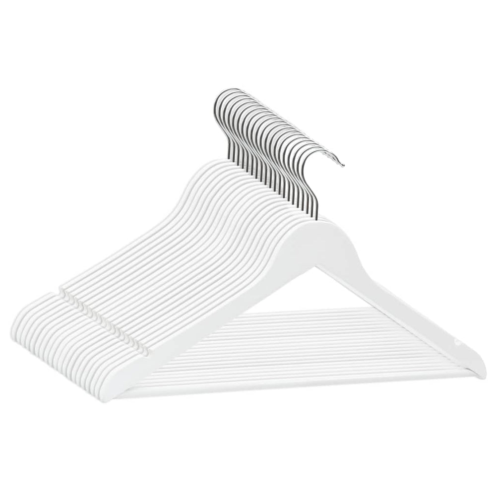 vidaXL 20 Piece Non-Slip White Hardwood Hanger Set