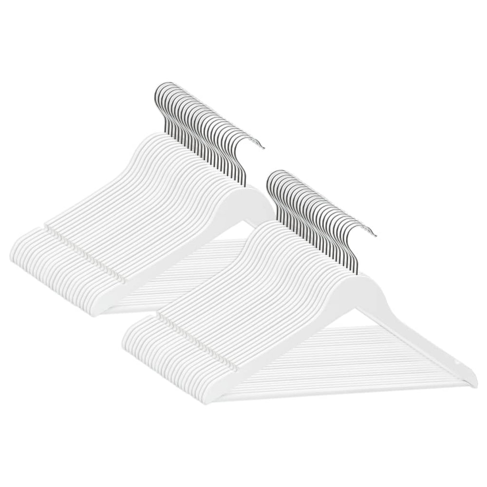 vidaXL 50-Piece Non-Slip White Hardwood Hanger Set