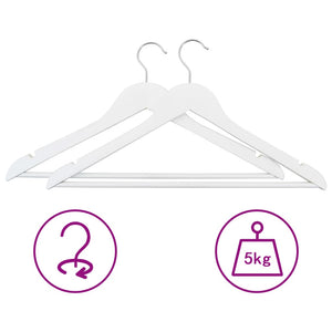 vidaXL 50-Piece Non-Slip White Hardwood Hanger Set