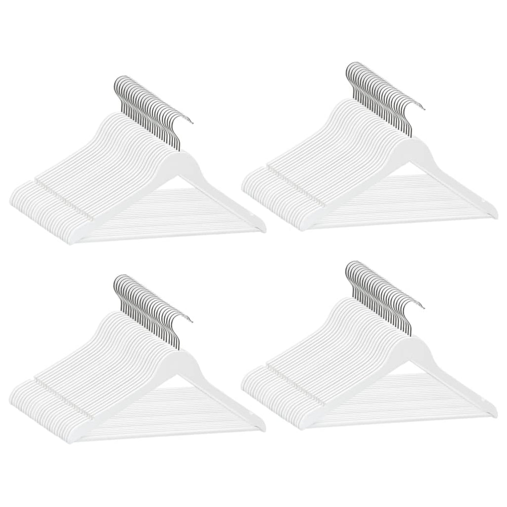 vidaXL 100-Piece Non-Slip Hardwood Hanger Set White