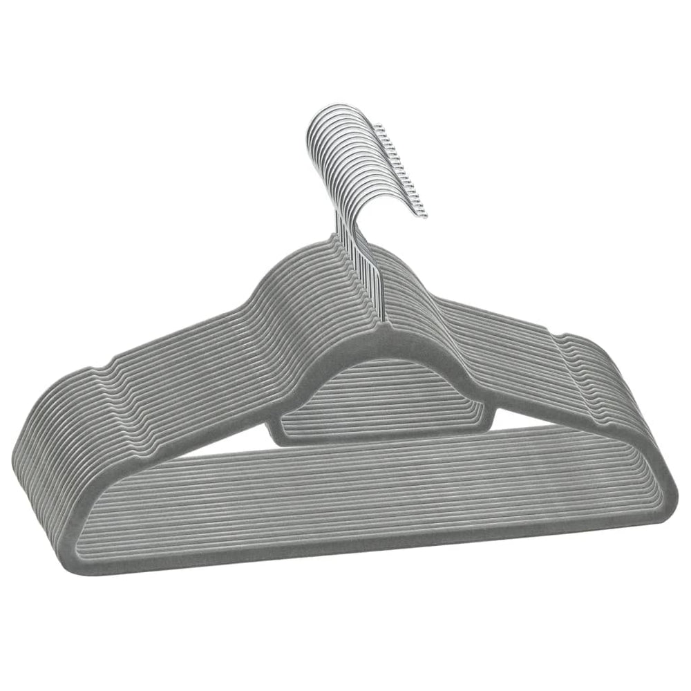 vidaXL 20 Pcs. Non-Slip Grey Velvet Hanger Set