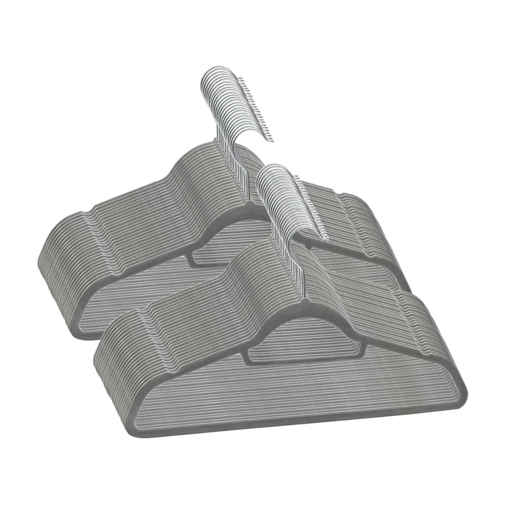 vidaXL 50-Piece Non-Slip Velvet Hanger Set Grey