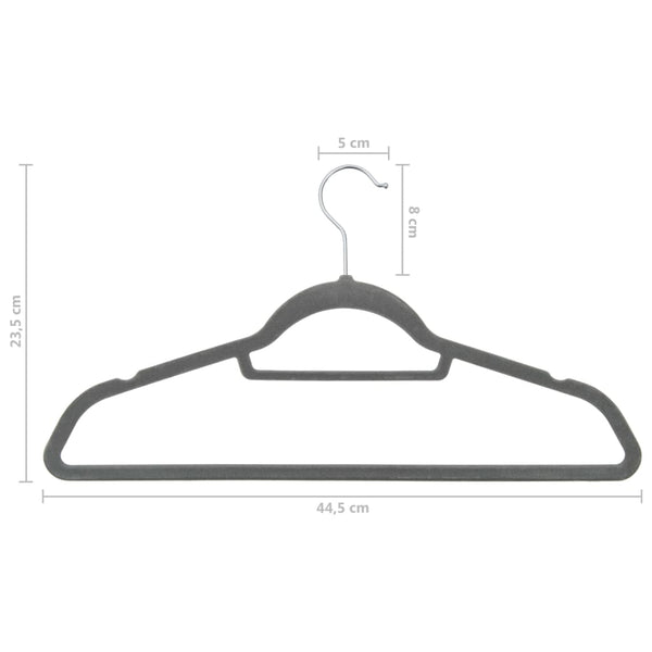 vidaXL 50-Piece Non-Slip Velvet Hanger Set Grey