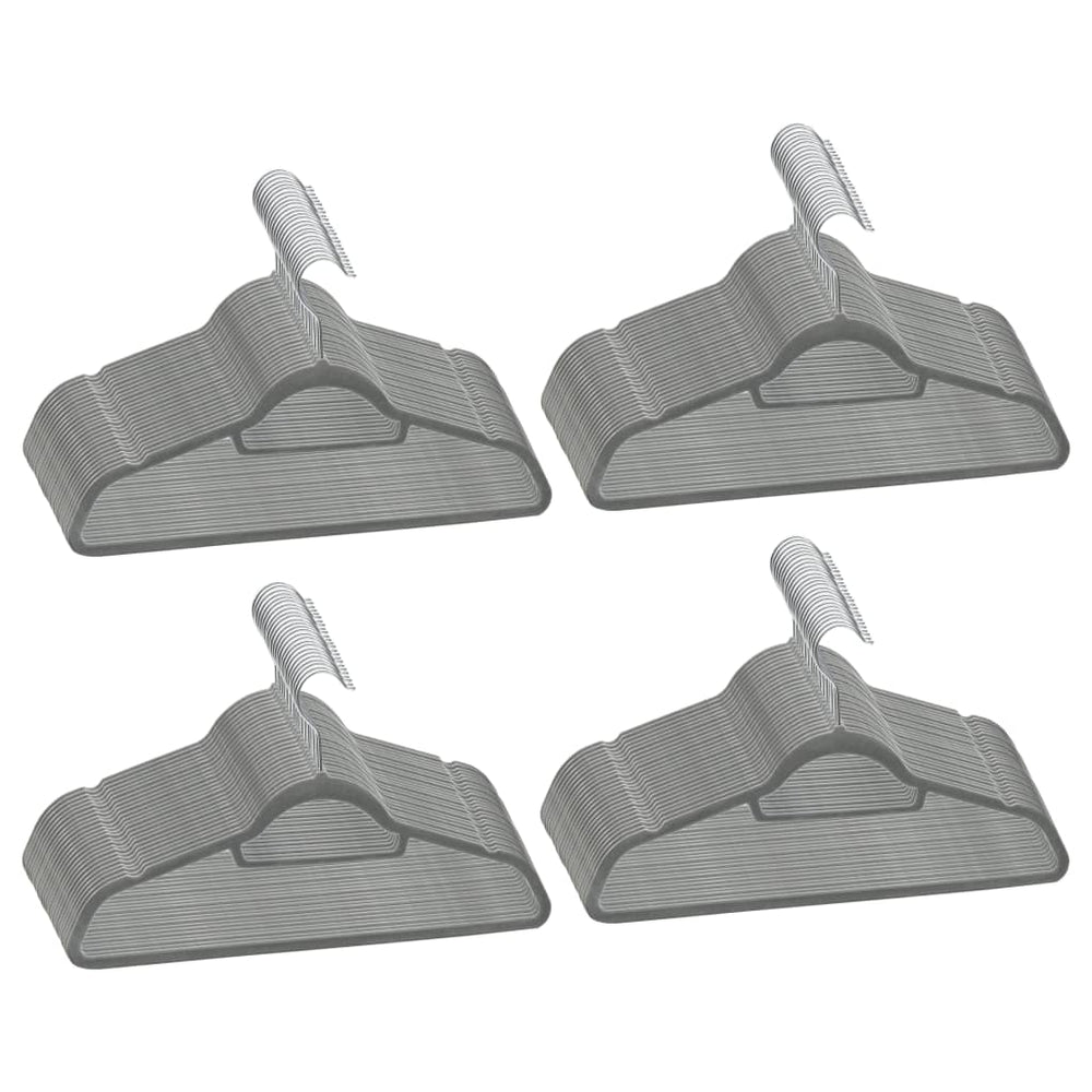 vidaXL 100-Piece Non-Slip Velvet Hanger Set Grey