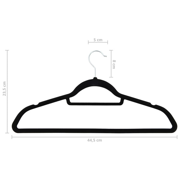 vidaXL 20-Piece Non-Slip Velvet Clothes Hanger Set Black