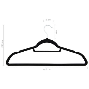 vidaXL 50-Piece Non-Slip Black Velvet Hanger Set