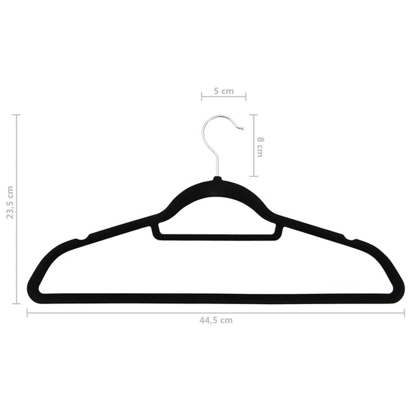 vidaXL 100 pcs. Hanger Set Non-Slip Black Velvet