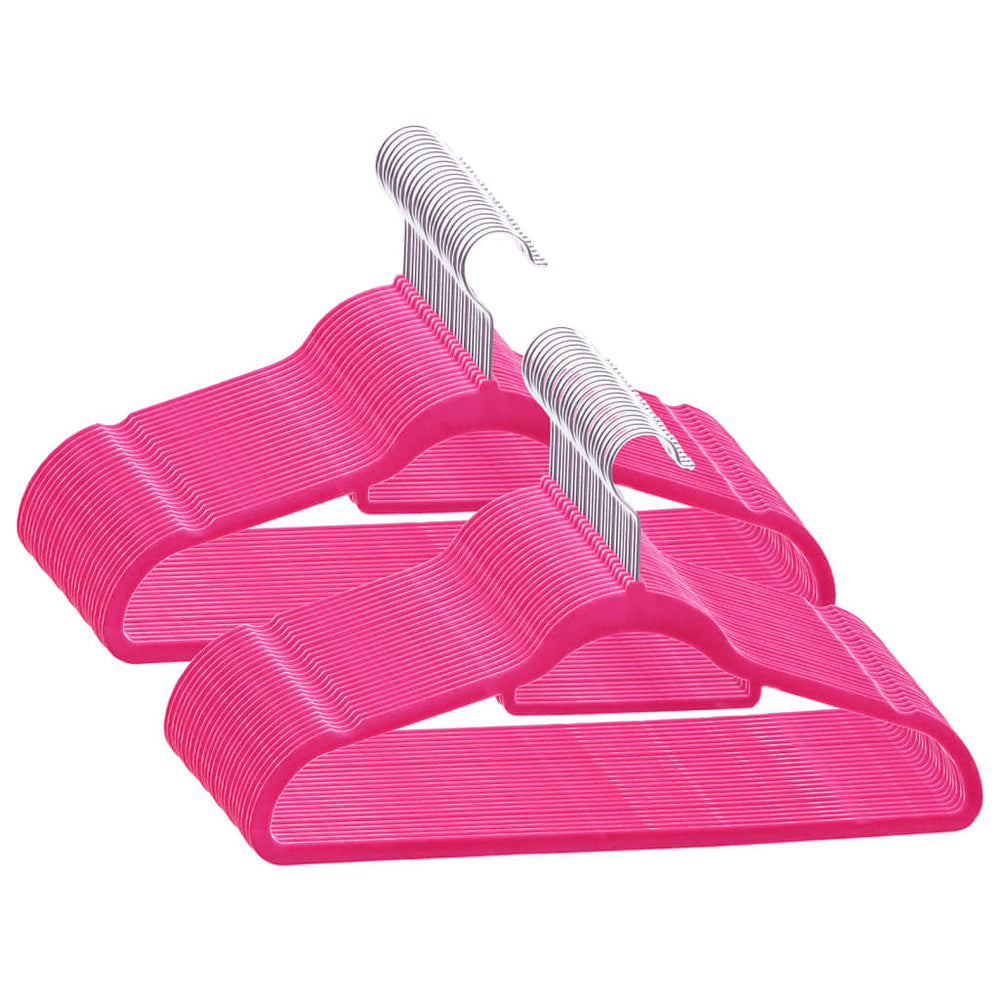 vidaXL 50-Piece Non-Slip Pink Velvet Hanger Set