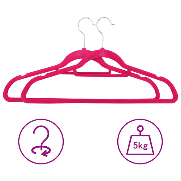 vidaXL 50-Piece Non-Slip Pink Velvet Hanger Set