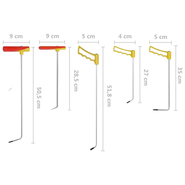 vidaXL 5-piece Dent Repair Tool Set Spring Steel