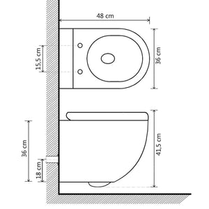 vidaXL Wall-Mounted Toilet with Concealed Cistern Ceramic Black