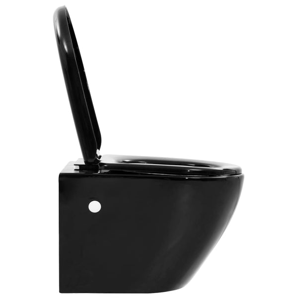 vidaXL Wall-Mounted Toilet with Concealed Cistern Ceramic Black
