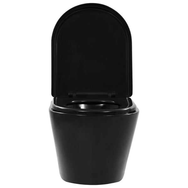 vidaXL Wall-Mounted Toilet with Concealed Cistern Ceramic Black