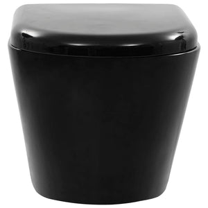 vidaXL Wall-Mounted Toilet with Concealed Cistern Ceramic Black