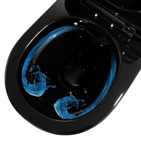 vidaXL Wall-Mounted Toilet with Concealed Cistern Ceramic Black