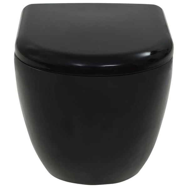 vidaXL Wall-Mounted Toilet with Concealed Cistern Ceramic Black